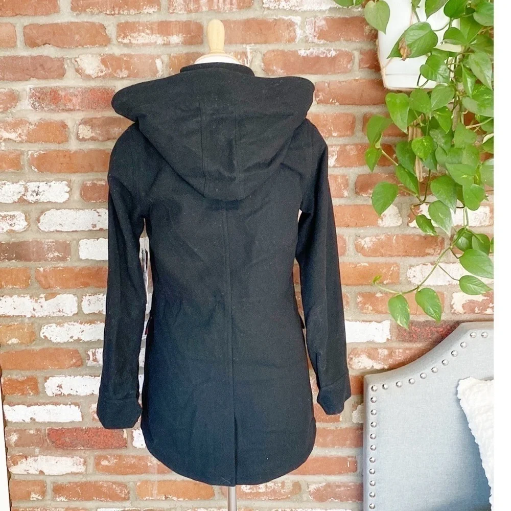 Hurley X Alpha IND Collaboration Black Wool Pea Coat NWT Size small RARE